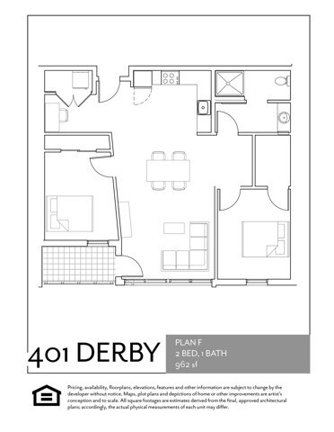 2 Beds • 2 Bath 409 floor plan